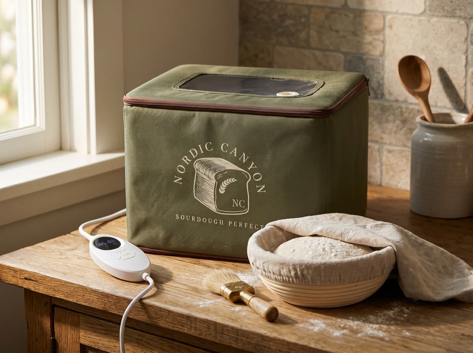 Sourdough lifestyle photography for the Nordic Canyon Bread Proofing Box